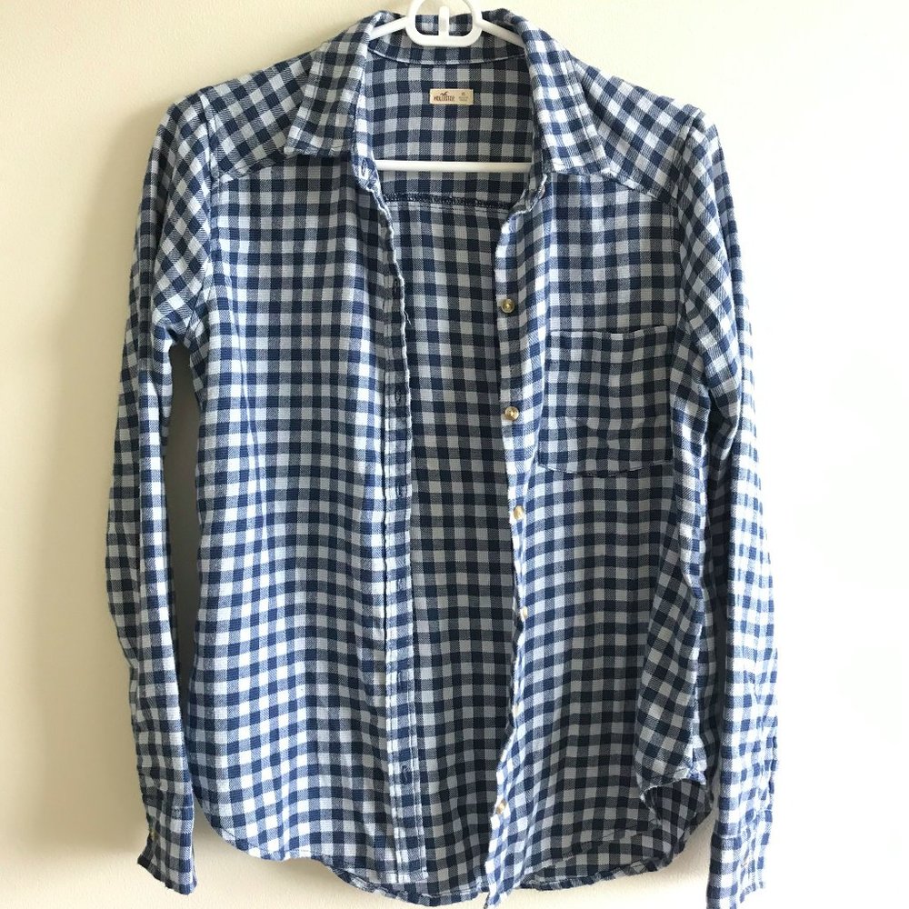 Hollister Blue Gingham Flannel